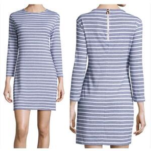 Sail to Sable Blue and White Striped Short Sleeve Dress small